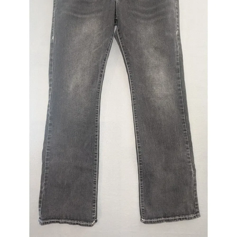 True Religion Mens Billy Relaxed Bootcut Jeans Black White Contrast Stitch Sz 32